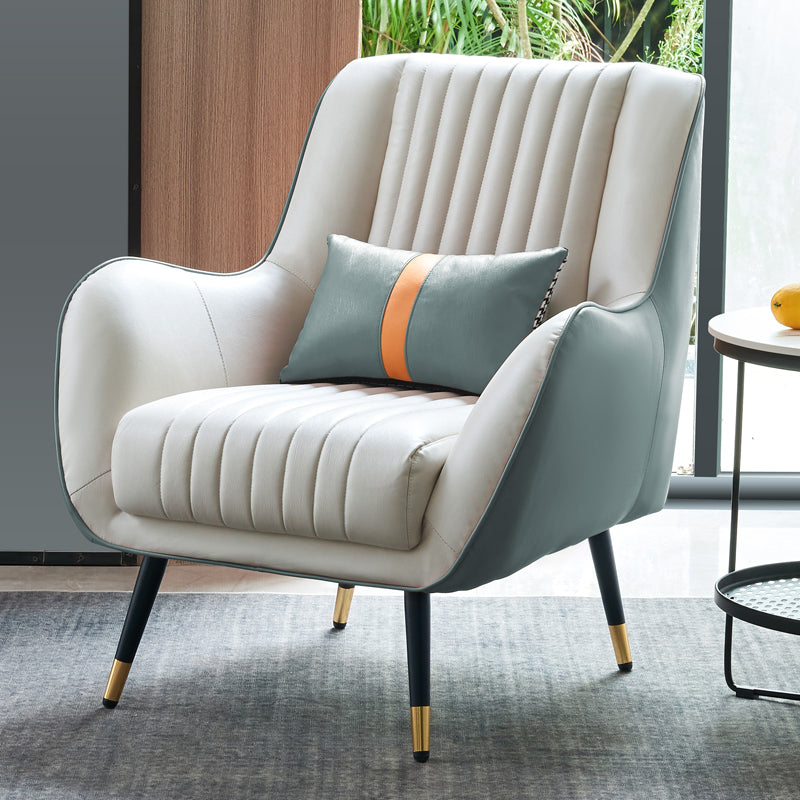 Fixed Back Lounge Chair Leather Water Resistant Side Chair for Living Room