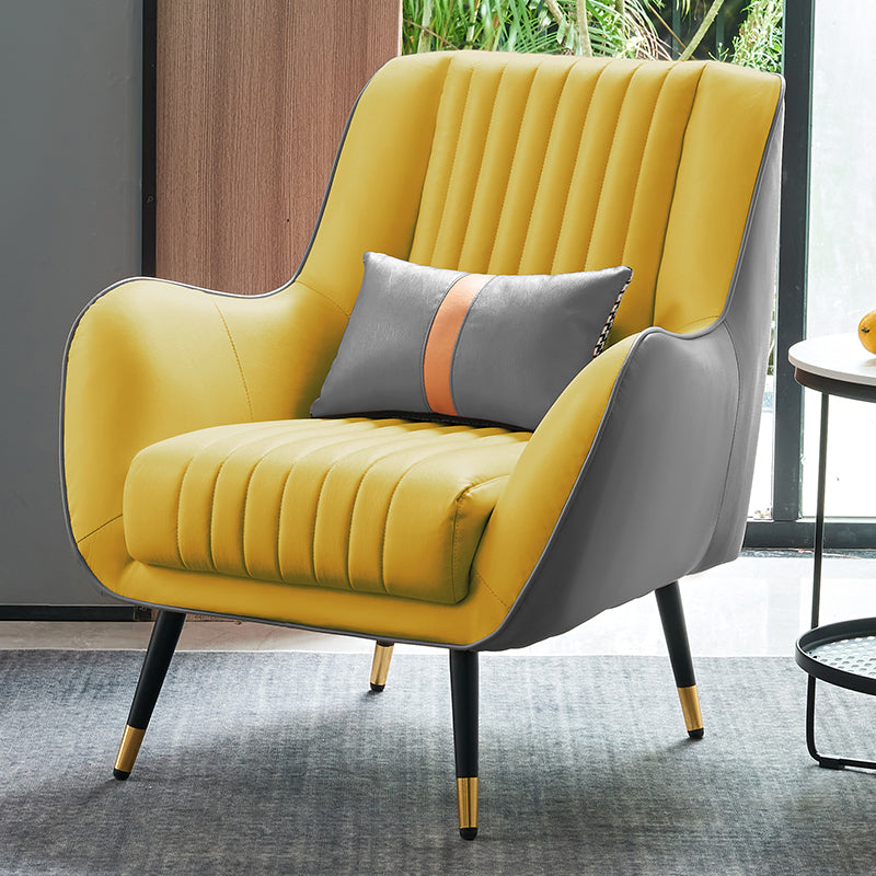 Fixed Back Lounge Chair Leather Water Resistant Side Chair for Living Room