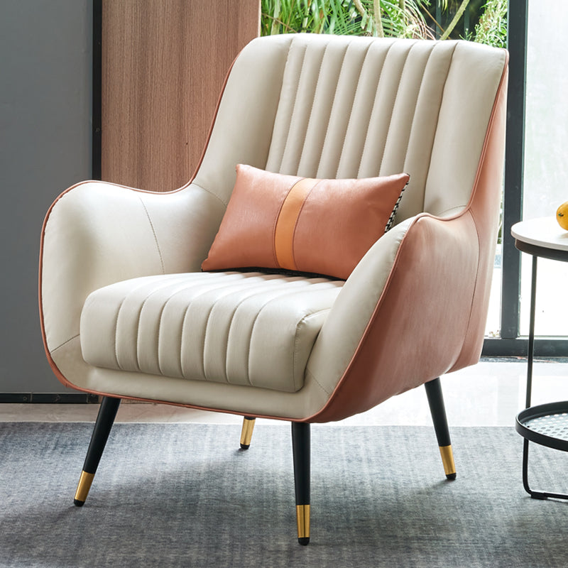 Fixed Back Lounge Chair Leather Water Resistant Side Chair for Living Room