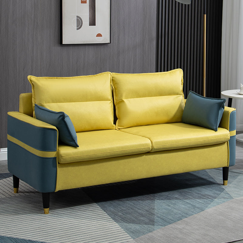 Square Arm Sofa Pillows Back Stationary Seating for Living Room