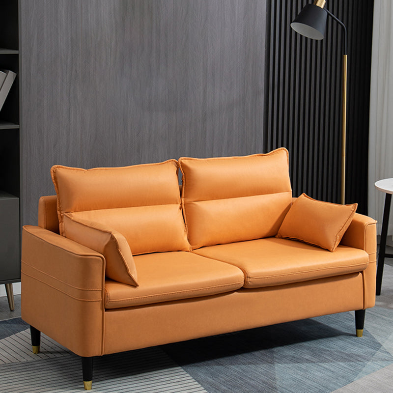 Square Arm Sofa Pillows Back Stationary Seating for Living Room
