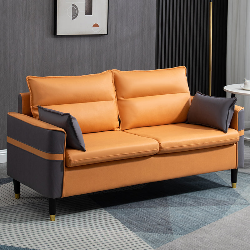Square Arm Sofa Pillows Back Stationary Seating for Living Room