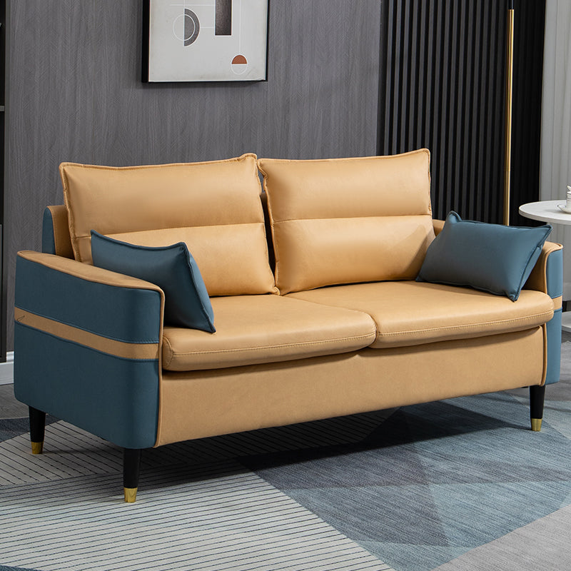 Square Arm Sofa Pillows Back Stationary Seating for Living Room