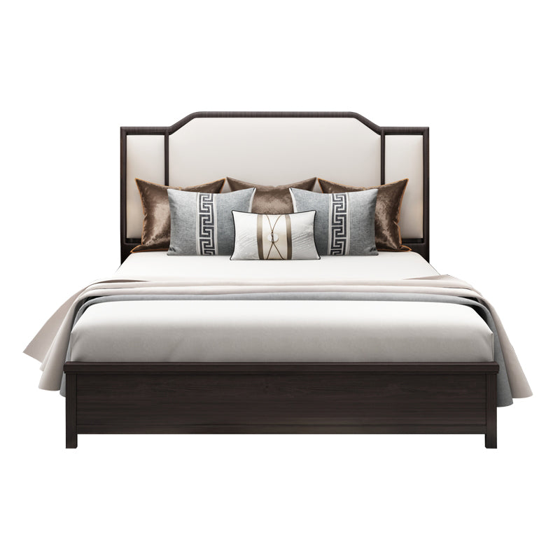 Mid-Century Modern Standard Bed Upholstered Headboard Ash Panel Bed