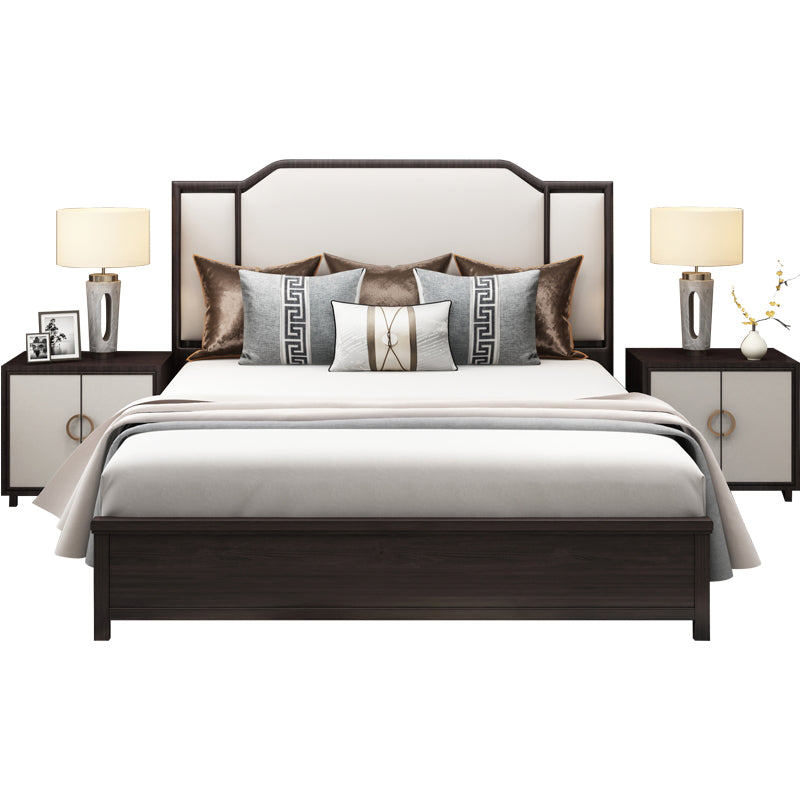 Mid-Century Modern Standard Bed Upholstered Headboard Ash Panel Bed