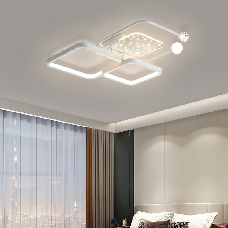 Metal Modern Flush Mount Geometric Shape Ceiling Lamp with Acrylic Shade for Bedroom