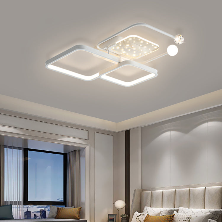 Metal Modern Flush Mount Geometric Shape Ceiling Lamp with Acrylic Shade for Bedroom