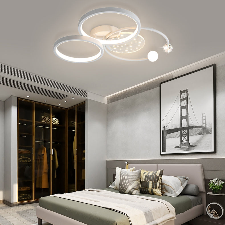 Metal Modern Flush Mount Geometric Shape Ceiling Lamp with Acrylic Shade for Bedroom