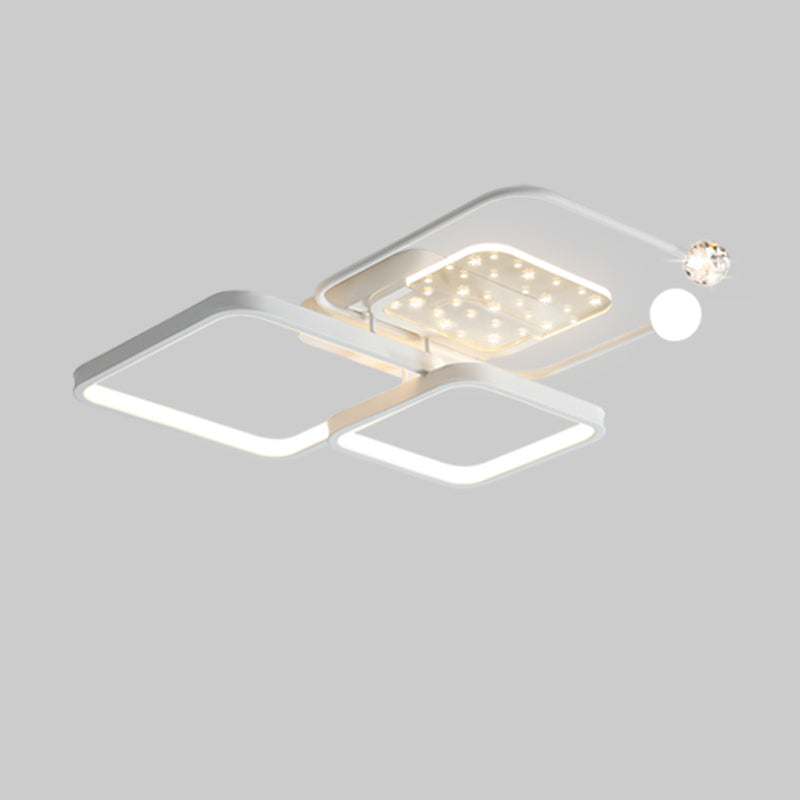 Metal Modern Flush Mount Geometric Shape Ceiling Lamp with Acrylic Shade for Bedroom