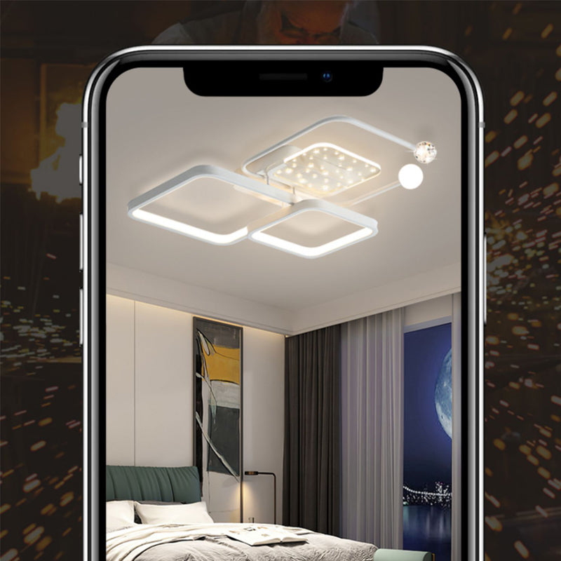 Metal Modern Flush Mount Geometric Shape Ceiling Lamp with Acrylic Shade for Bedroom