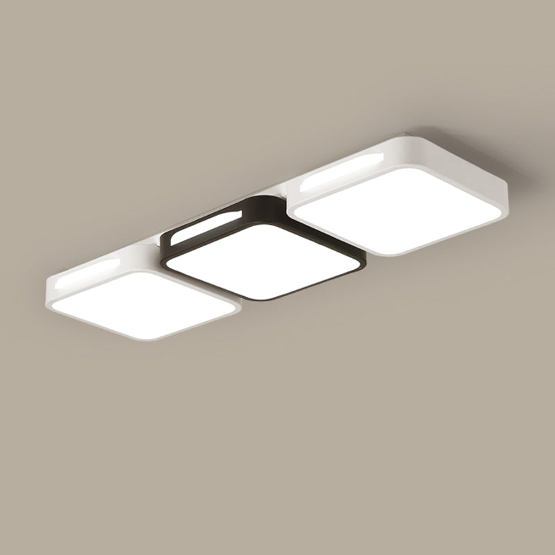 LED Modern Metal Flush Mount Square Shape Ceiling Lamp with Acrylic Shade for Living Room
