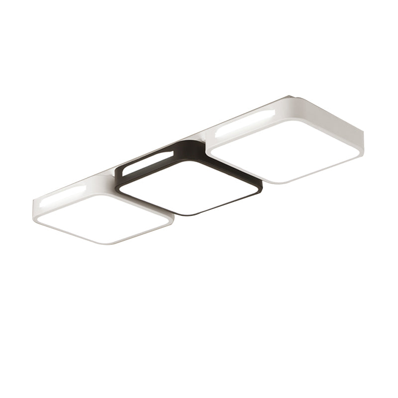 LED Modern Metal Flush Mount Square Shape Ceiling Lamp with Acrylic Shade for Living Room