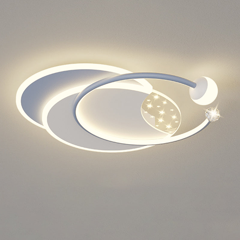 Modern Metal LED Flush Mount Geometric Shape Ceiling Lamp with Acrylic Shade for Bedroom