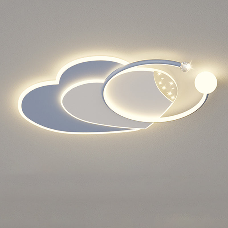Modern Metal LED Flush Mount Geometric Shape Ceiling Lamp with Acrylic Shade for Bedroom