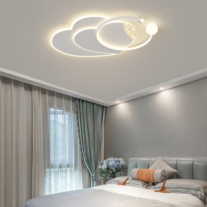 Modern Metal LED Flush Mount Geometric Shape Ceiling Lamp with Acrylic Shade for Bedroom