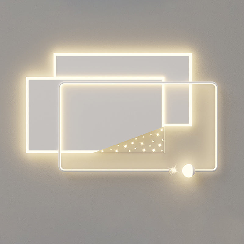 Modern Metal LED Flush Mount Geometric Shape Ceiling Lamp with Acrylic Shade for Bedroom