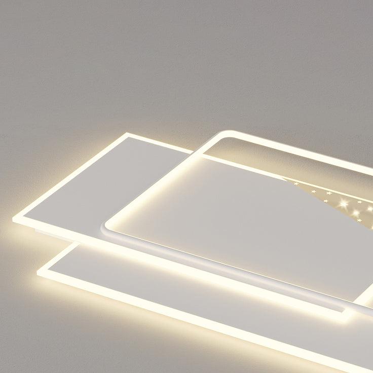 Modern Metal LED Flush Mount Geometric Shape Ceiling Lamp with Acrylic Shade for Bedroom
