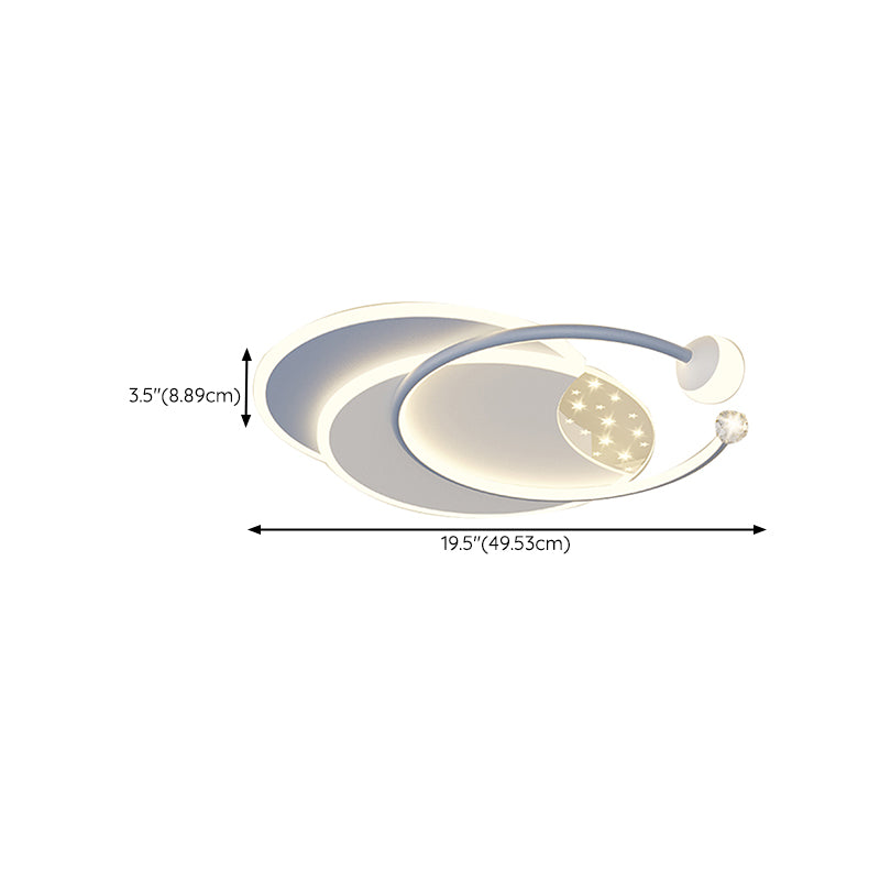 Modern Metal LED Flush Mount Geometric Shape Ceiling Lamp with Acrylic Shade for Bedroom