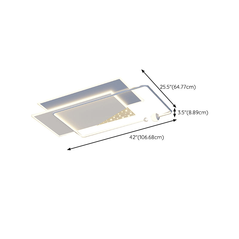 Modern Metal LED Flush Mount Geometric Shape Ceiling Lamp with Acrylic Shade for Bedroom