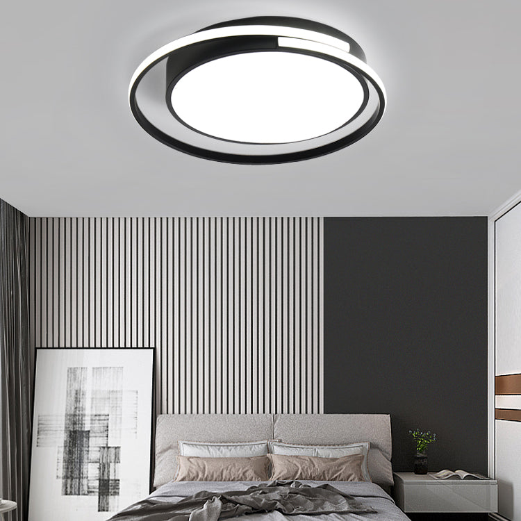 LED Modern Metal Flush Mount Geometric Shape Ceiling Light with PVC Shade for Living Room