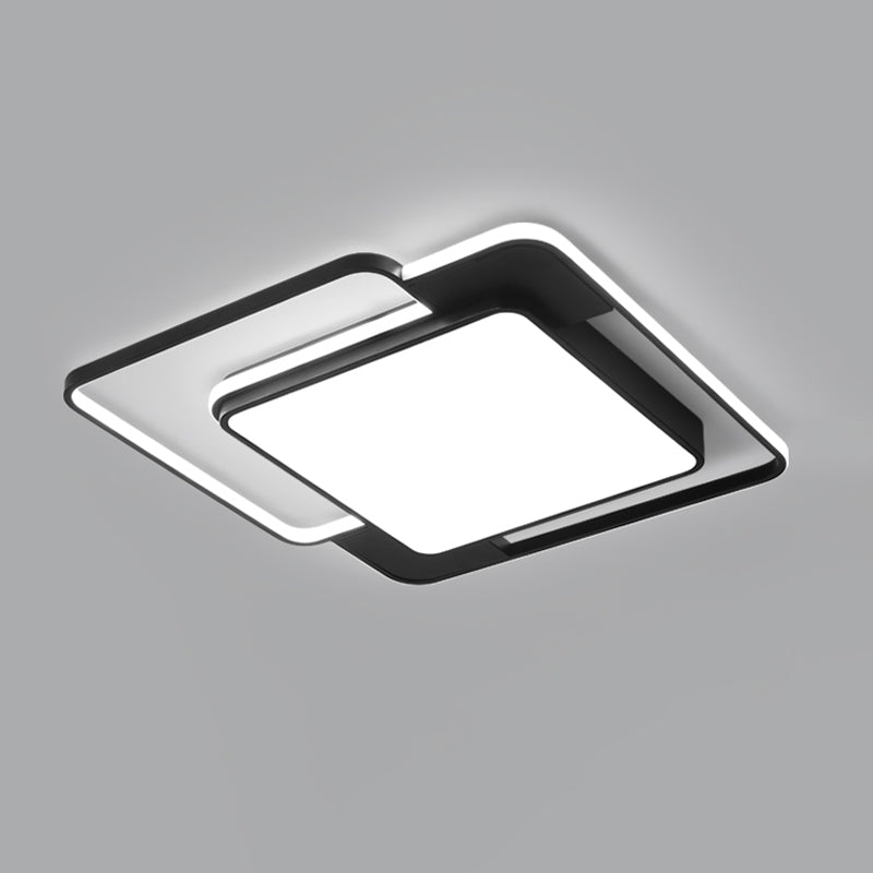 LED Modern Metal Flush Mount Geometric Shape Ceiling Light with PVC Shade for Living Room