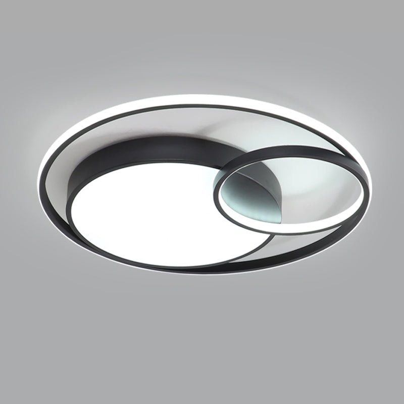 LED Modern Metal Flush Mount Geometric Shape Ceiling Light with PVC Shade for Living Room