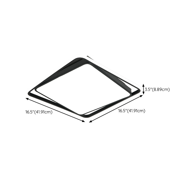 LED Modern Metal Flush Mount Geometric Shape Ceiling Light with PVC Shade for Living Room
