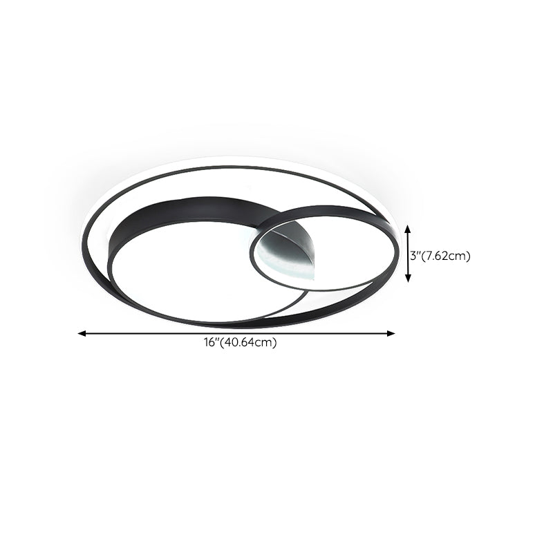 LED Modern Metal Flush Mount Geometric Shape Ceiling Light with PVC Shade for Living Room