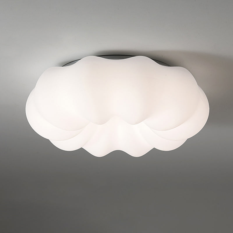 Modern Metal Flush Mount Pumpkin Shape Ceiling Light with Plastic Shade for Living Room