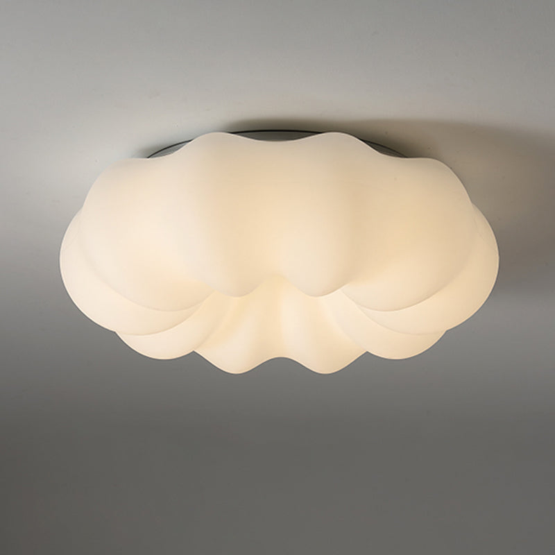 Modern Metal Flush Mount Pumpkin Shape Ceiling Light with Plastic Shade for Living Room