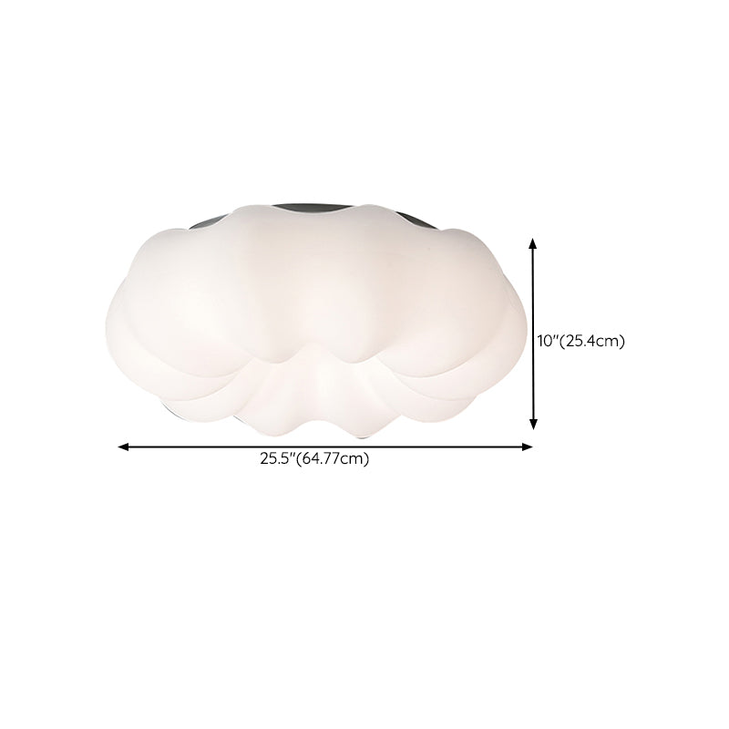 Modern Metal Flush Mount Pumpkin Shape Ceiling Light with Plastic Shade for Living Room