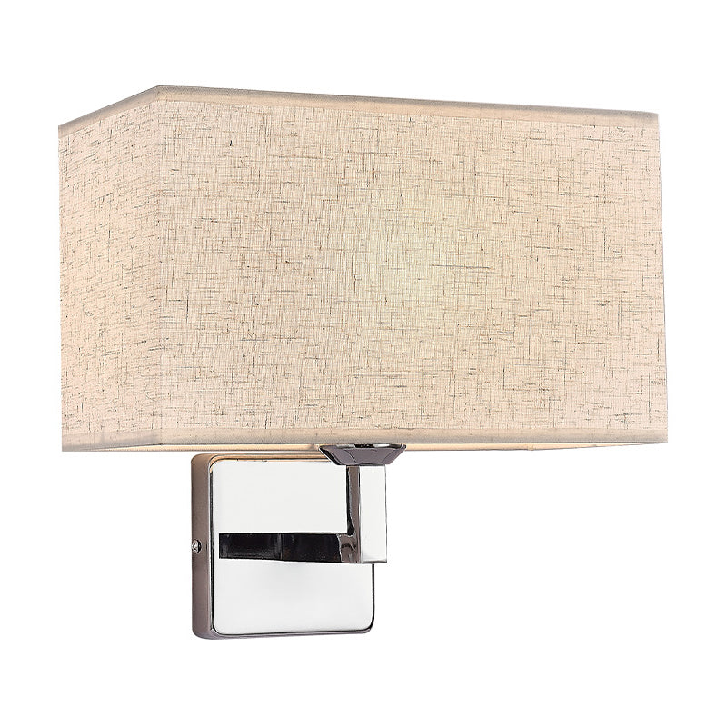 Modern Metal Wall Sconce Rectangle Shape Wall Lamp with Fabric Shade for Study