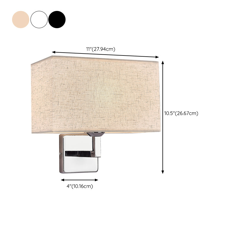 Modern Metal Wall Sconce Rectangle Shape Wall Lamp with Fabric Shade for Study