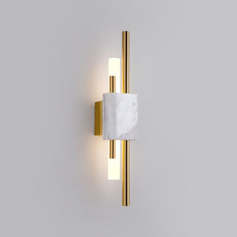 Modern Stone Wall Sconce Cylinder Shape Wall Light with Acrylic Shade for Living Room
