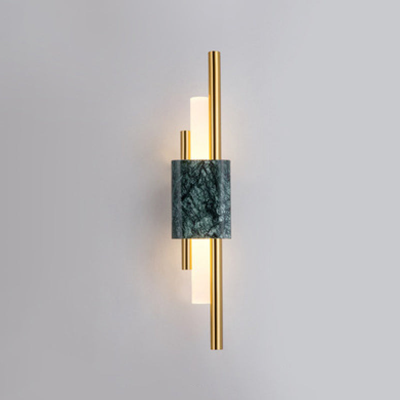 Modern Stone Wall Sconce Cylinder Shape Wall Light with Acrylic Shade for Living Room