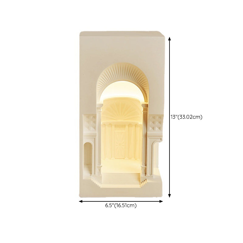 Geometric Wall Light Fixture Modern Stone 1 Light Wall Sconce in White