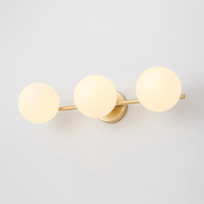 Modern Metal Wall Sconce Ball Shape Wall Light with Glass Shade for Bedroom in Gold