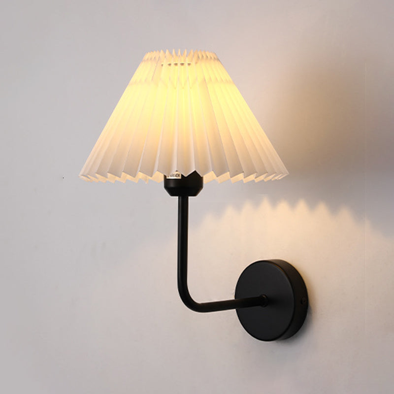 Contemporary Golden/Black Bathroom Vanity Light Fabric Shaded Wall Light Sconces