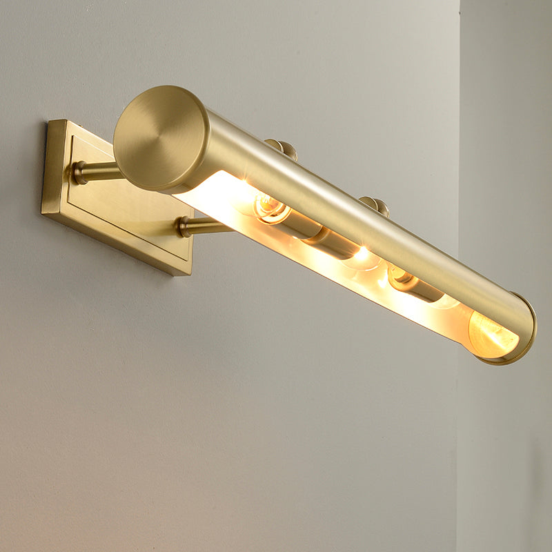 Solid Brass Modern Bath Bar 2 - Light Cylinder Bathroom Vanity Lighting in Black / Gold