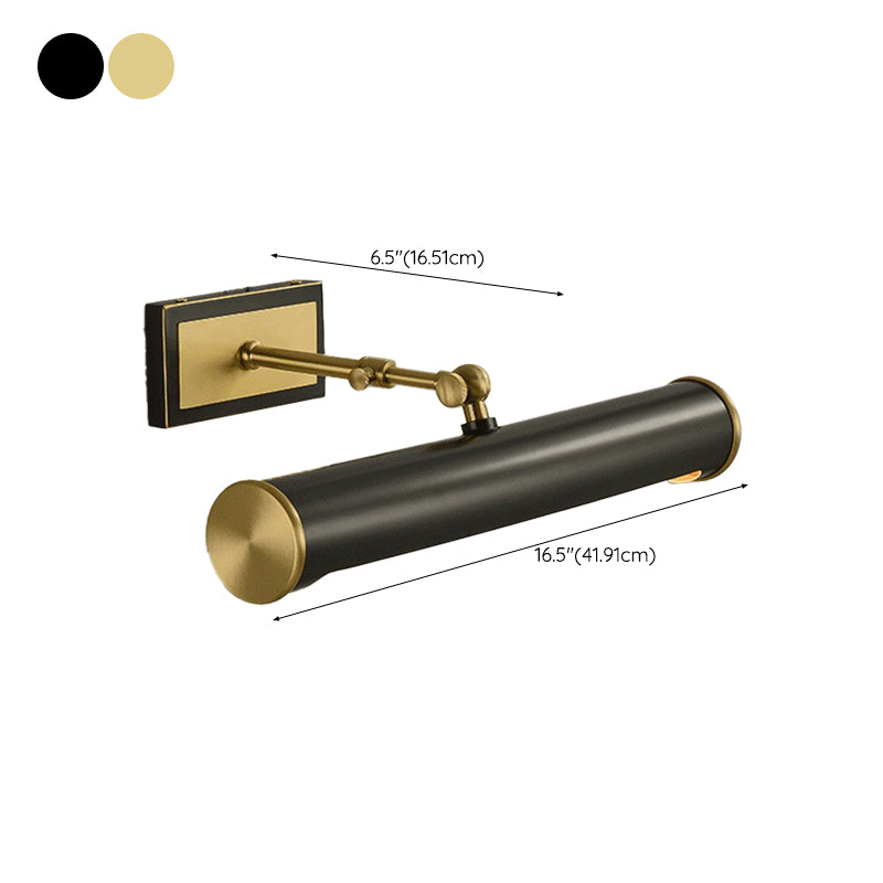 Solid Brass Modern Bath Bar 2 - Light Cylinder Bathroom Vanity Lighting in Black / Gold