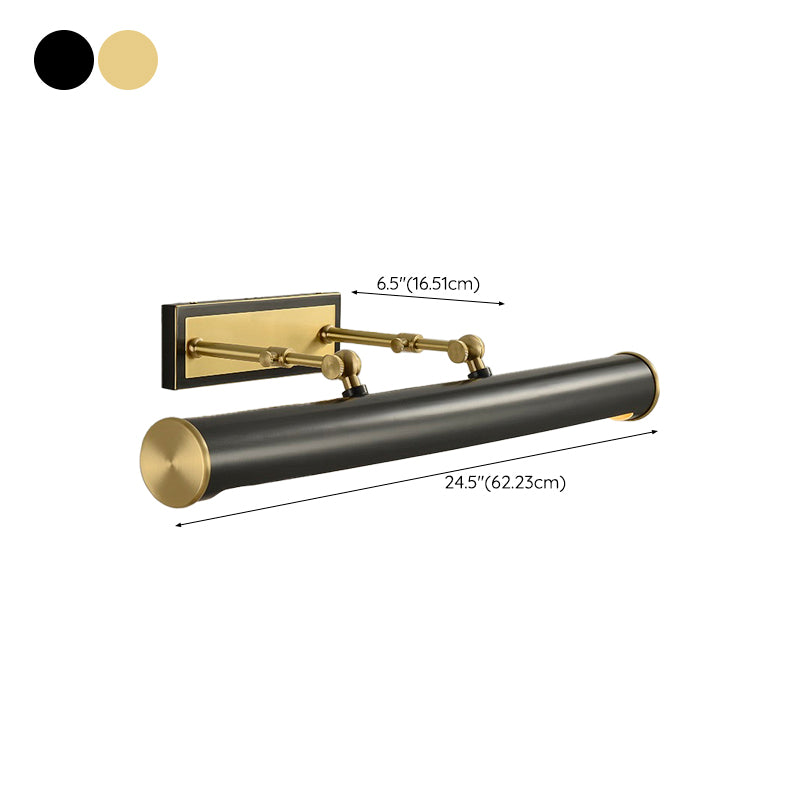 Solid Brass Modern Bath Bar 2 - Light Cylinder Bathroom Vanity Lighting in Black / Gold