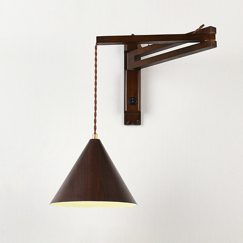 Cone Shape Wood Vanity Lamp Modern Style 1 Light Vanity Light Fixture