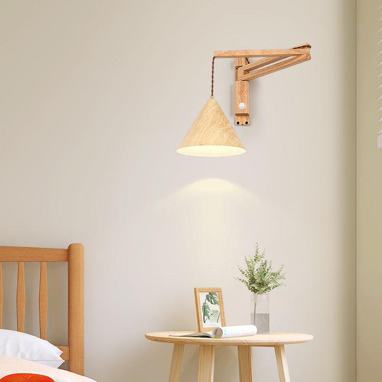 Cone Shape Wood Vanity Lamp Modern Style 1 Light Vanity Light Fixture