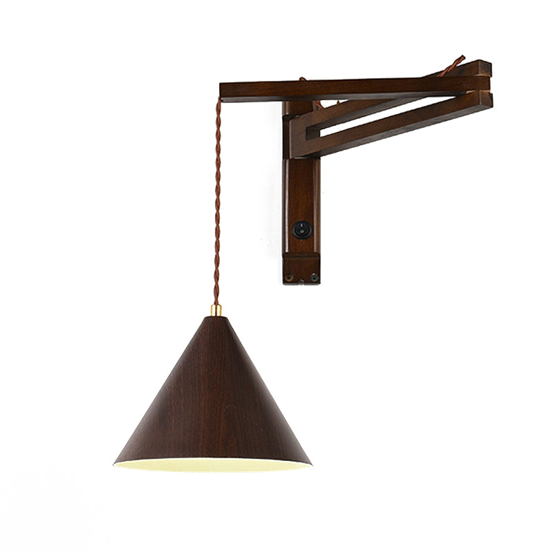 Cone Shape Wood Vanity Lamp Modern Style 1 Light Vanity Light Fixture