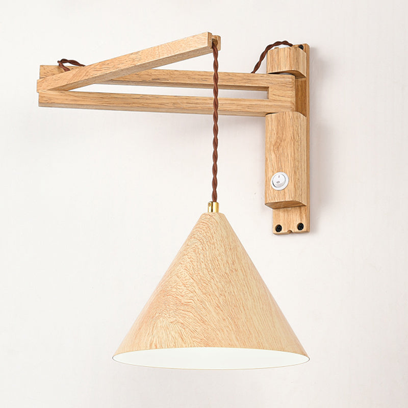Cone Shape Wood Vanity Lamp Modern Style 1 Light Vanity Light Fixture