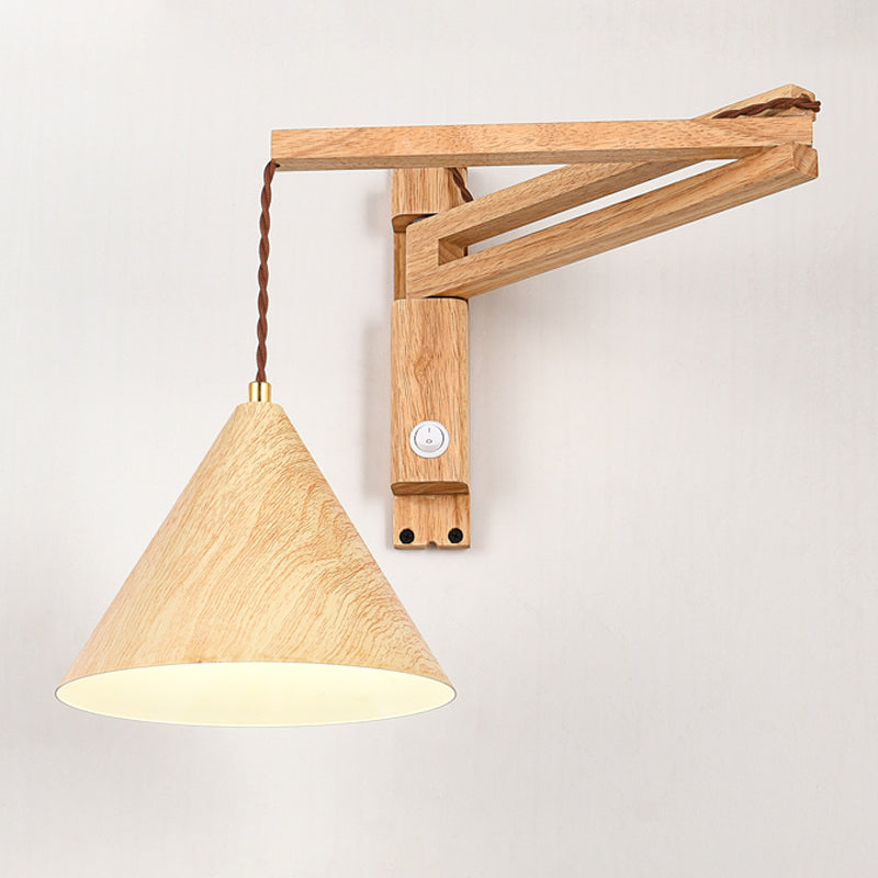 Cone Shape Wood Vanity Lamp Modern Style 1 Light Vanity Light Fixture