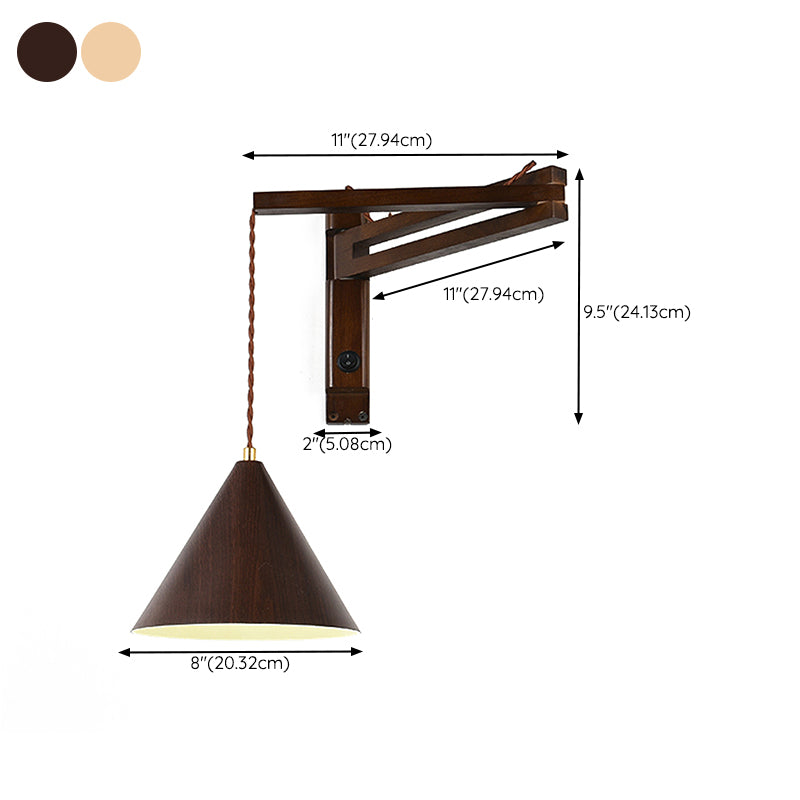 Cone Shape Wood Vanity Lamp Modern Style 1 Light Vanity Light Fixture