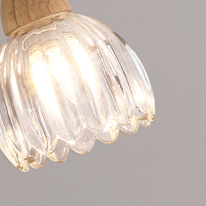 Bowl Shape Wood Vanity Lamp Modern Style 1 Light Vanity Light Fixture in Brown