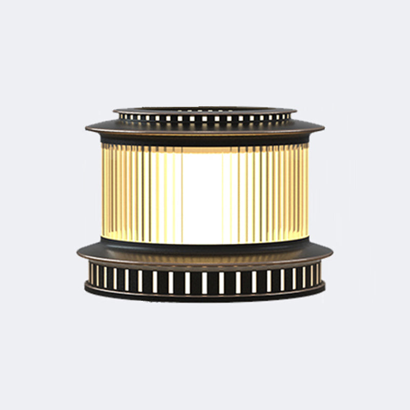 Drum Shape Solar Pillar Lamp Modern Waterproof Outdoor Lights