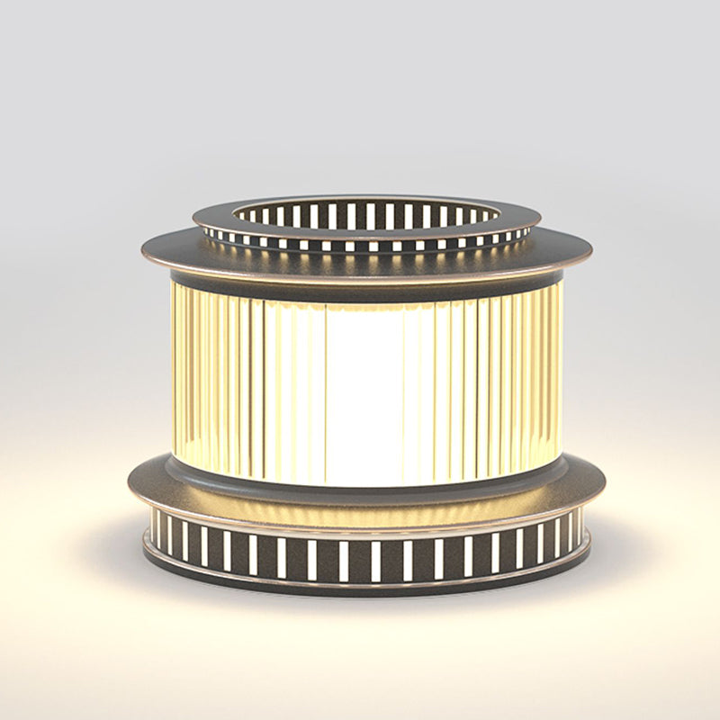 Drum Shape Solar Pillar Lamp Modern Waterproof Outdoor Lights